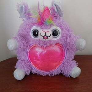 Purple Plush Llama Toy with Pink Heart